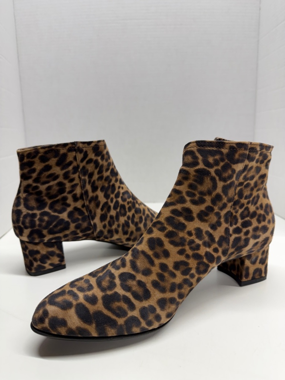 BeautiFeel Alexa Ankle Boots Suede Bootie Zip Animal Leopard Print Brown Size 9